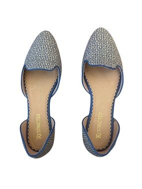Restricted Blue Geometric D'Orsay Flats - Women's Slip-Ons